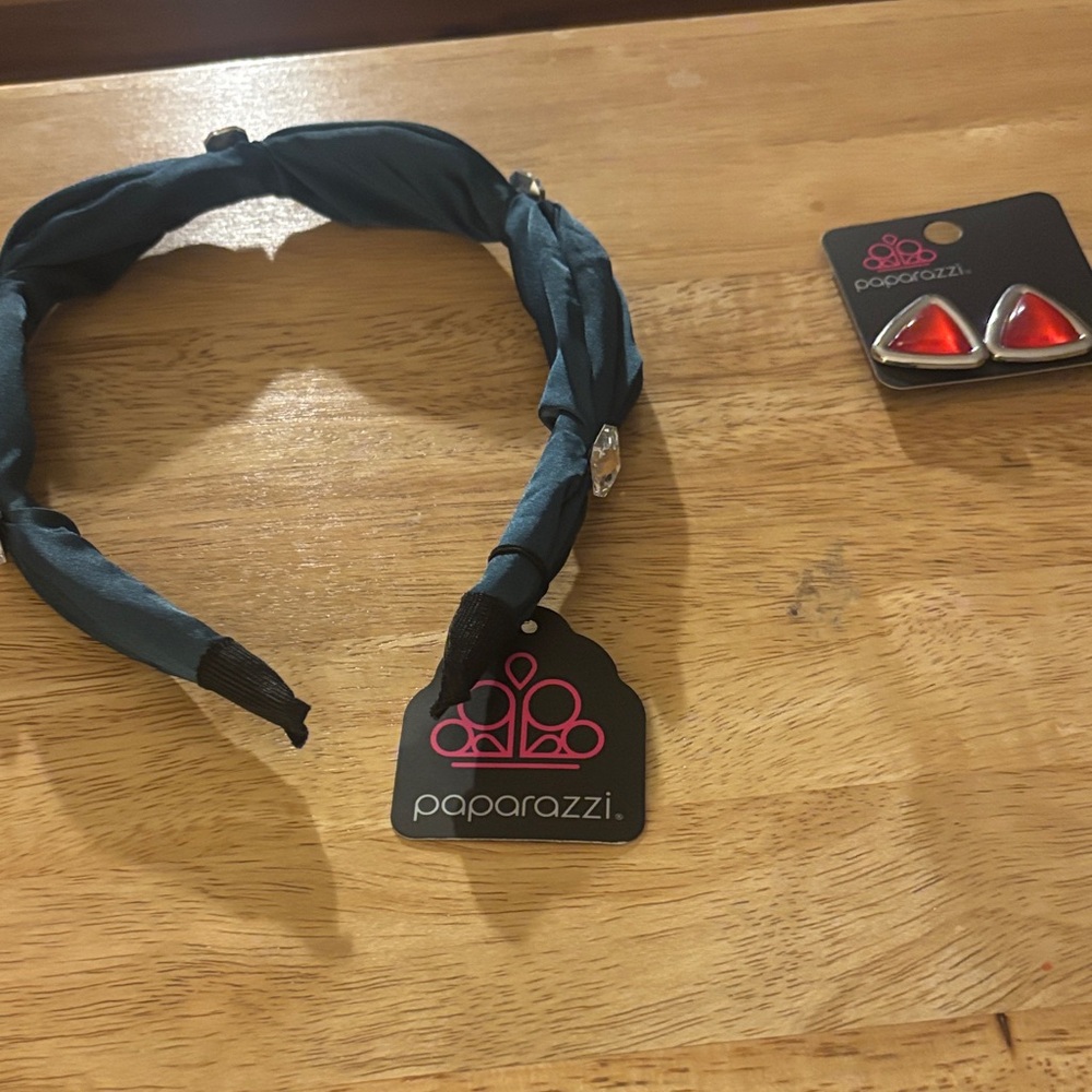 NWT-Paparazzi Statement headband  + Earrings Bundle Teal Red‎